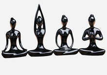 Load image into Gallery viewer, Black Ceramic Yoga posed Figurines Set
