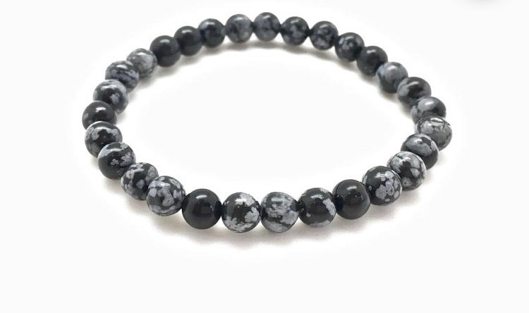 Root- Genuine Snowflake Obsidian Bracelet